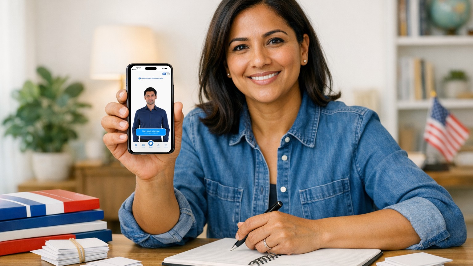 A learner showing the Citizenry app while preparing for Best Study Guides for the US Citizenship Test