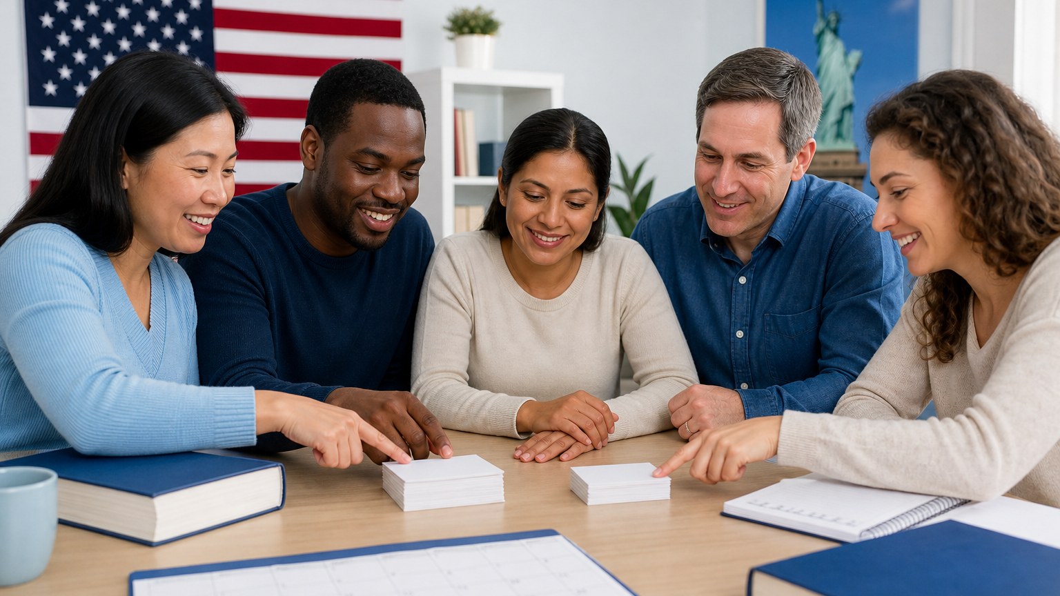 People preparing for Is the Citizenship Test Changing in 2026? with organized study materials