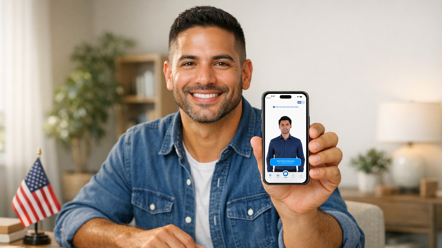 A learner showing the Citizenry app while preparing for Why It's Important to Choose a Citizenship Test Study App Without Ads